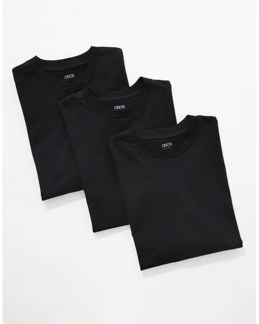 ASOS – 3er-pack basic-t-shirts in Black für Herren