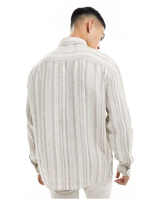 Chemise oxford à rayures avec logo - fauve/gris Abercrombie & Fitch pour homme en coloris Gray