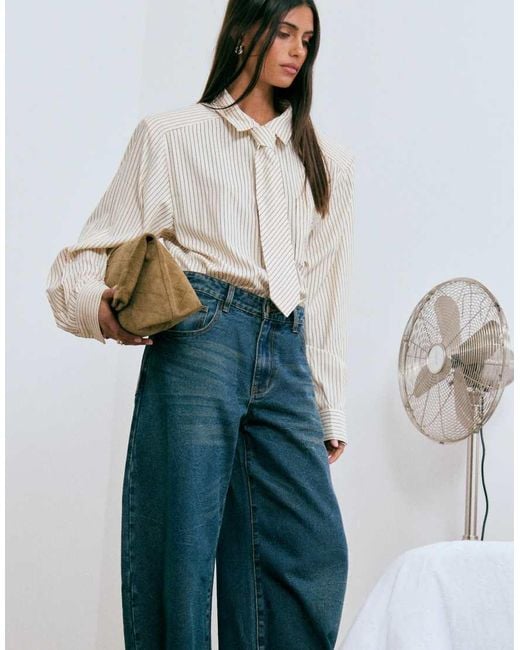 Lioness Blue Horseshoe Barrel Leg Jeans