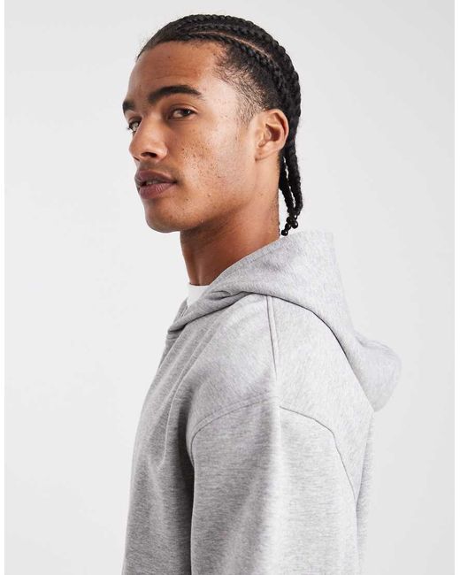ASOS Gray Essentials Oversized Fit Zip Through Hoodie for men