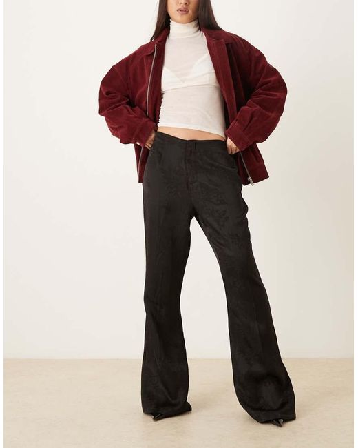 Vrg Grl Black Embroidered Jacquard Flared Pants
