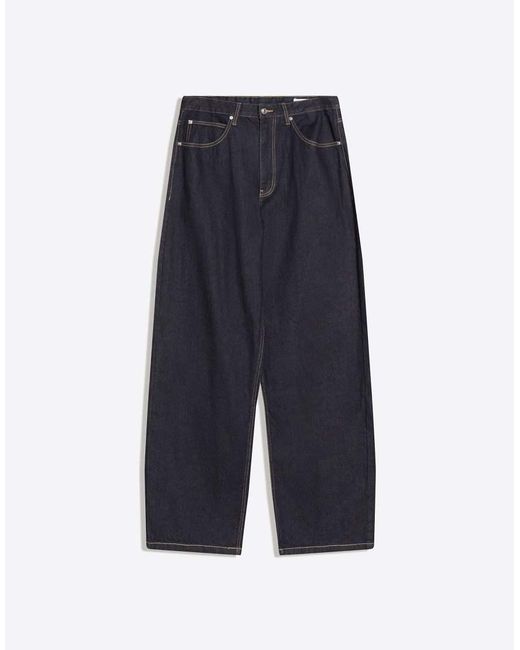 Bershka White Embroidered Barrel-leg Jeans for men