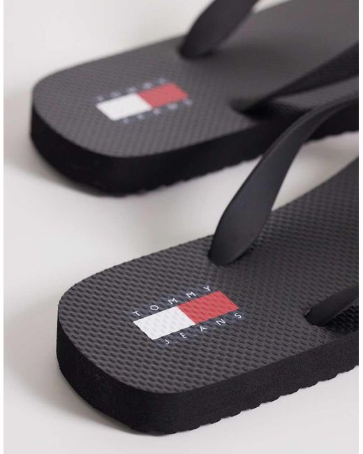 Tommy Hilfiger Black Flip Flops With Logo for men