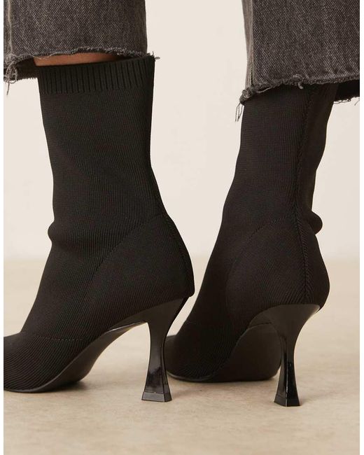 ASOS Natural Wide Fit Reagan Chisel Toe Sock Boots