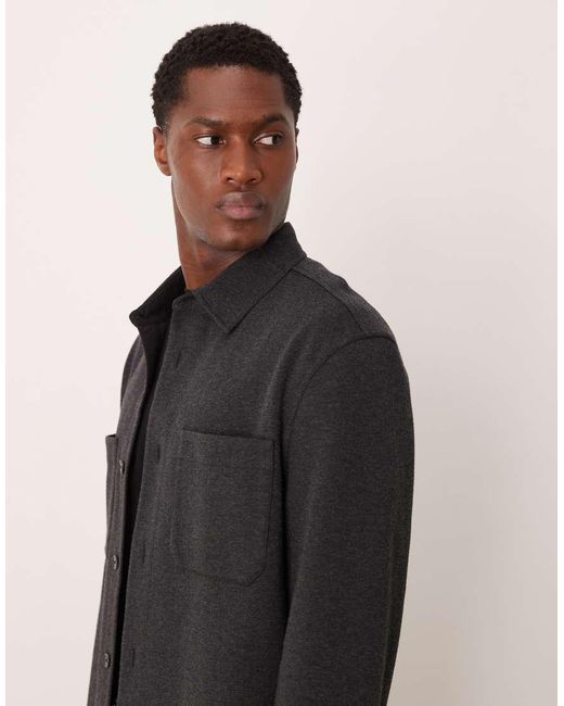 Mango Black Cotton Mix Shacket for men