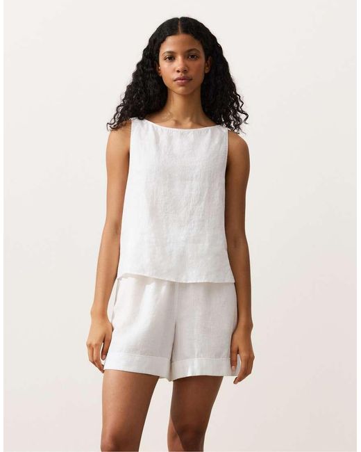 Oysho Natural 100% Linen Square Top