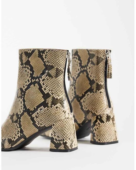 ASOS Natural Wide Fit Rafe Block Heel Ankle Boots