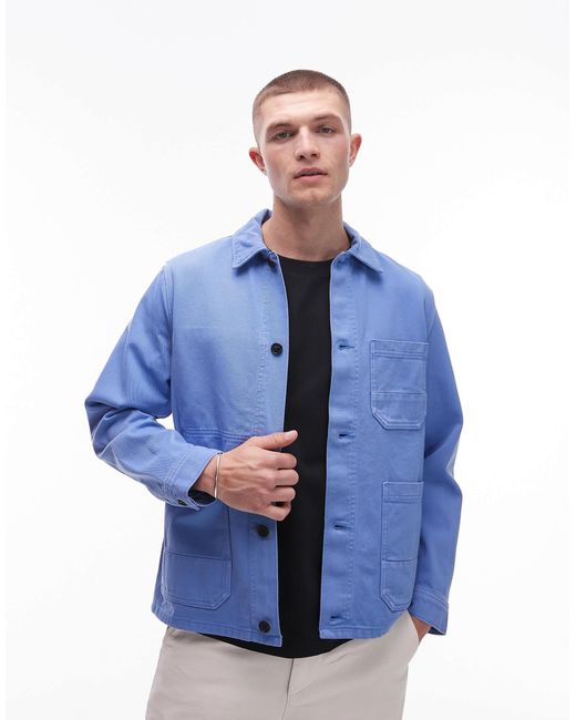 ARKET – überfärbte twill-hemdjacke in Blue für Herren