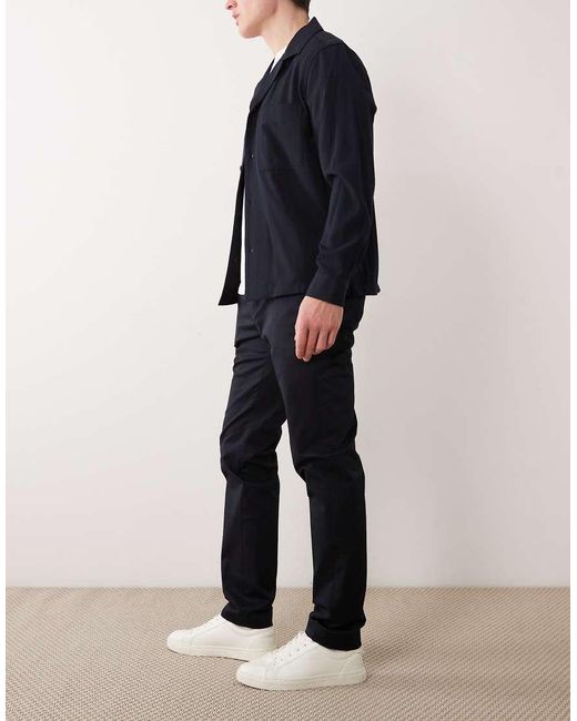 Mango Blue Regular Fit Pleat Front Trousers for men