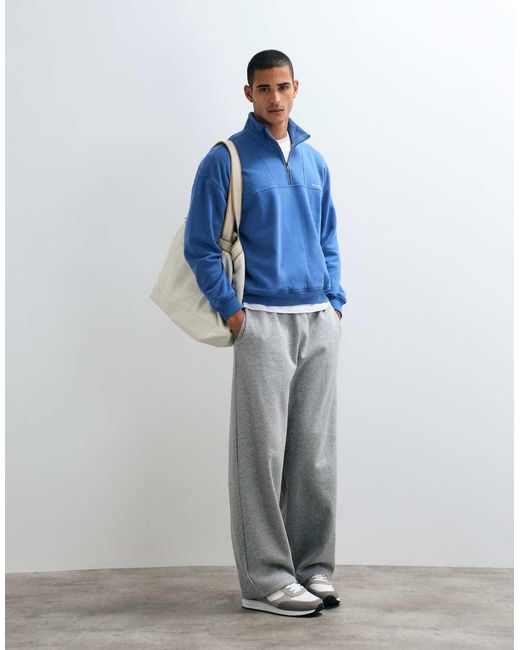 Hollister Blue 1/4 Zip Sweatshirt for men