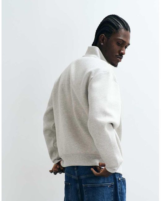 ASOS Gray Oversized Quarter Zip Sweatshirt for men