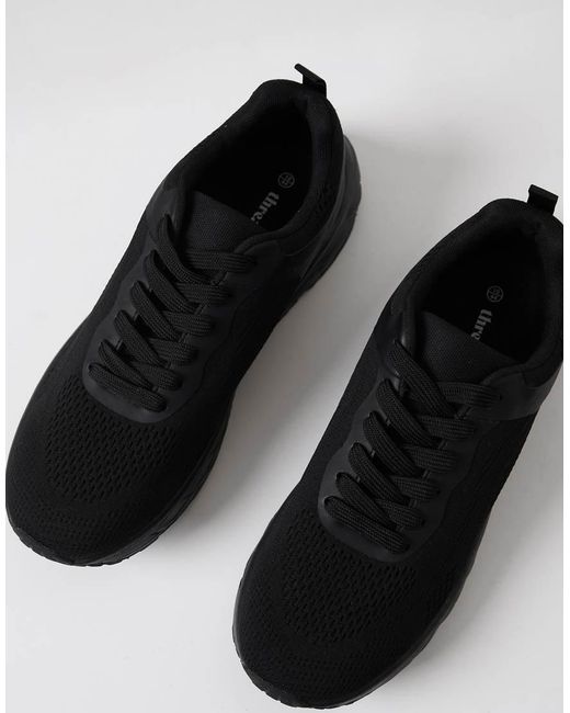Threadbare Black Textured Slip On Trainers for men