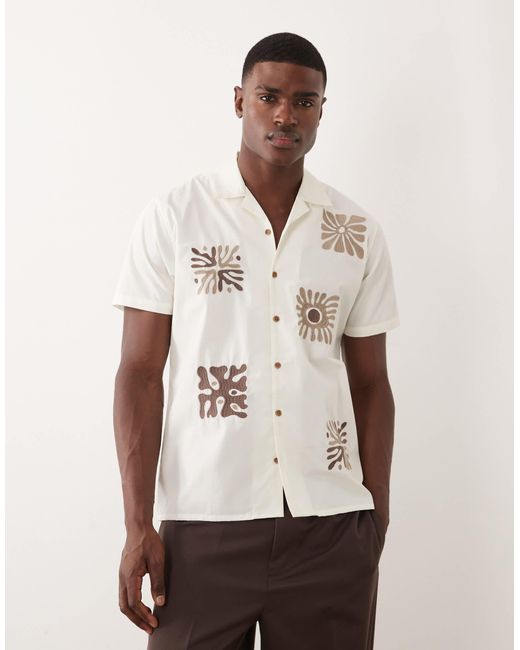 Threadbare – kurzärmliges hemd in Natural für Herren