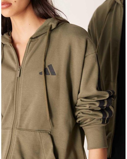 Adidas Originals Brown Adidas Sportswear Three Stripe French Terry Hoodie