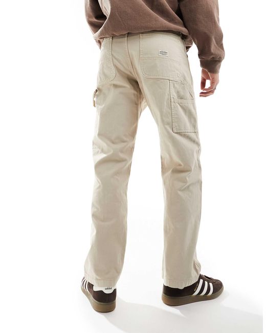 Jack & Jones White Loose Fit Carpenter Trousers for men