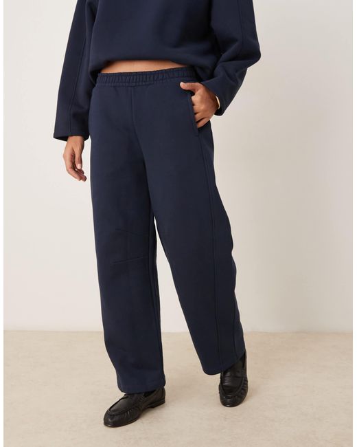 ASOS Blue Premium 500Gsm Seamed Barrel Leg Jogger
