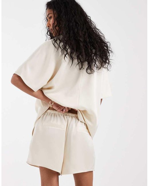 Pretty Lavish White Satin Drawstring Shorts