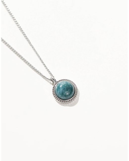 Collier à pendentif rond orné d'une pierre ASOS pour homme en coloris Green