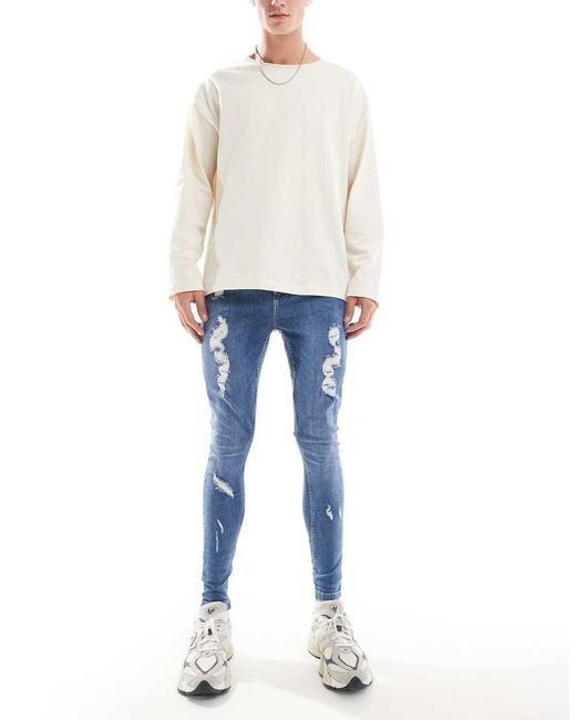 HERA Blue Spray On Ripped Jean for men