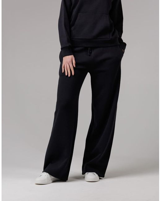 French Connection Black Cotton Blend Elasticated Wide Leg Joggers