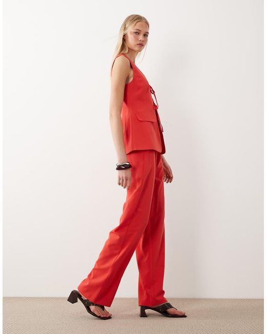 Miss Selfridge Red Tailo Longline Vest