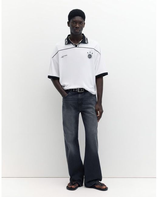 Pull&Bear White Stwd Soccer T-shirt for men
