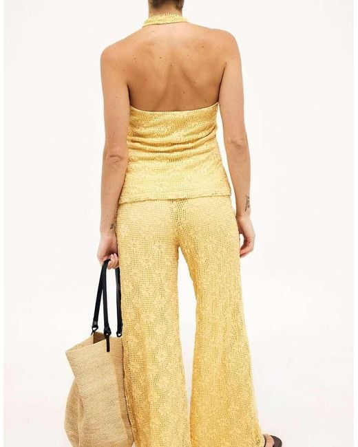 NA-KD Yellow Structured Mid Waist Trousers
