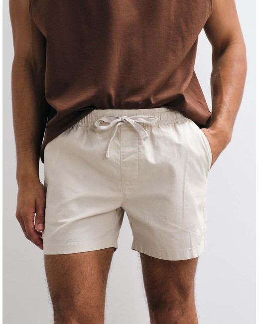 ASOS Brown Slim Linen Blend Shorts for men