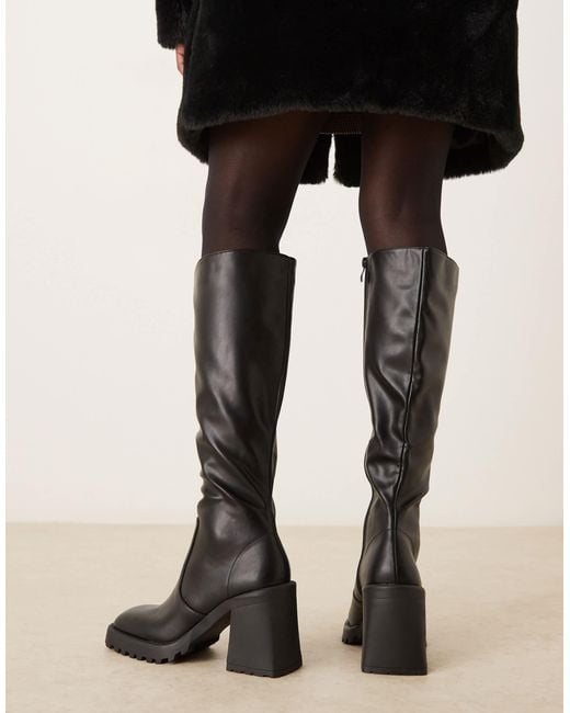 Raid Black Adilah Block Heel Knee Boots