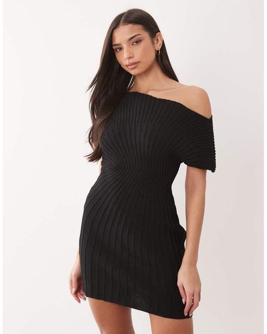 ASOS Black Knitted Cinched Pleated Mini Dress