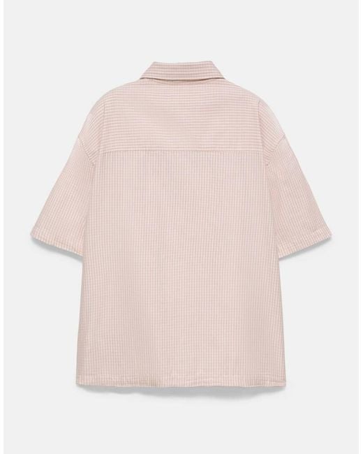 Pull&Bear Brown Short Sleeve Check Shirt for men