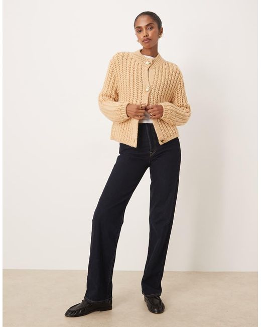Mango Natural Chunky Cardigan With Statement Buttons