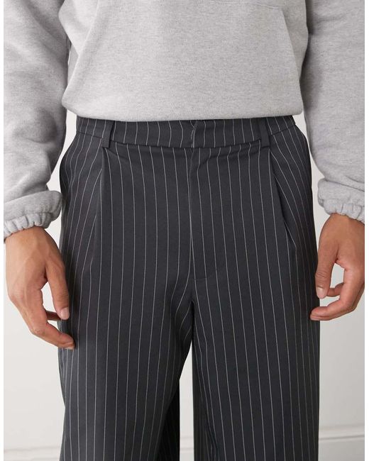 Reclaimed Vintage Gray Wide Leg Tailored Trousers