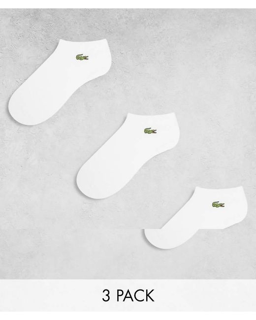 Lacoste White 3 Pack Trainer Socks for men