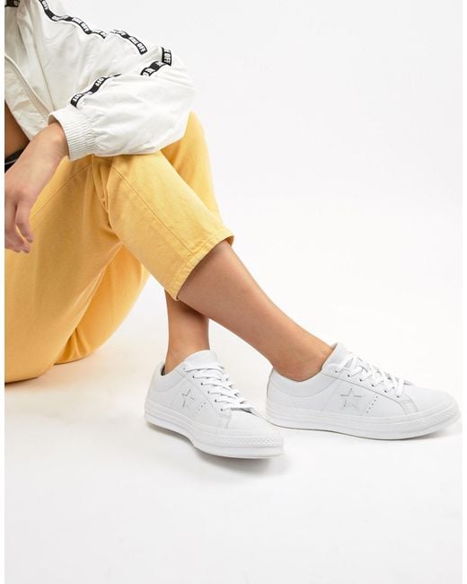 Converse One Star Triple Leather Sneakers in White | Lyst Australia