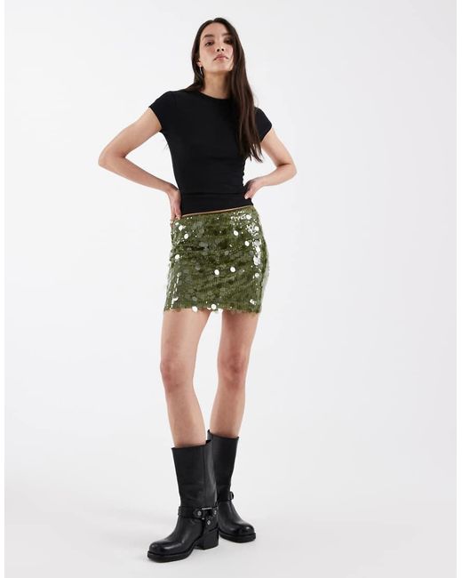 ASOS Green Mixed Sequin Mini Skirt