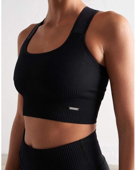 Aim'n Black High Support Ribbed Bra