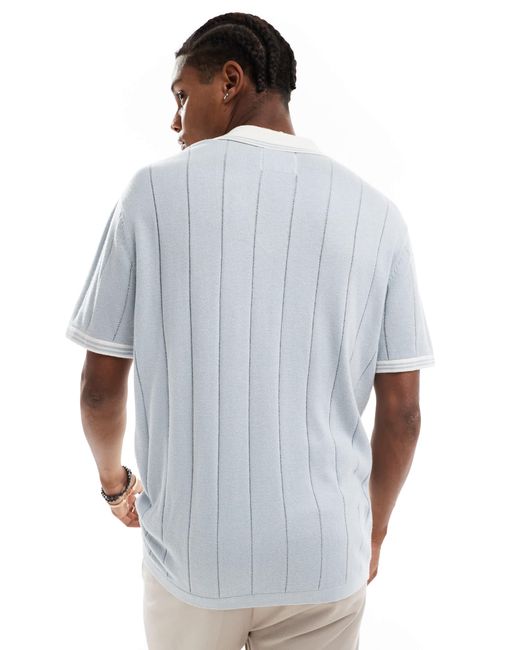 Polo en maille rayée texturée avec col ouvert à liseré - clair/crème Hollister pour homme en coloris White