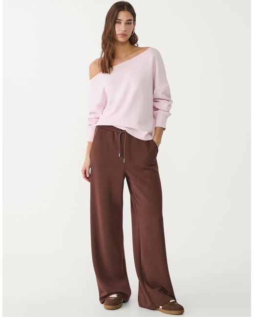 Stradivarius White Soft Touch Palazzo Trousers