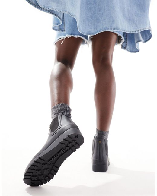 Exclusivité asos - - clifton - bottes chelsea en caoutchouc à semelle compensée Barbour en coloris Black