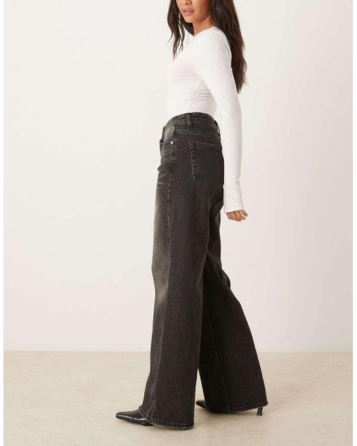 Glamorous Black Wide Leg Mid Rise Jeans