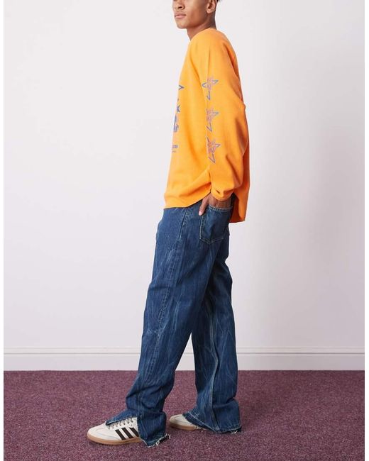 Weekday Orange Space Relaxed Fit Straight Leg Jeans With Split Hem Detail for men