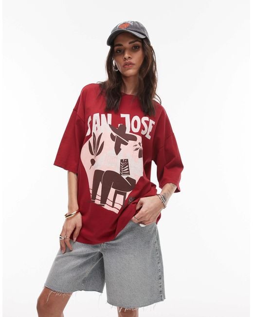 TOPSHOP Red – oversize-t-shirt
