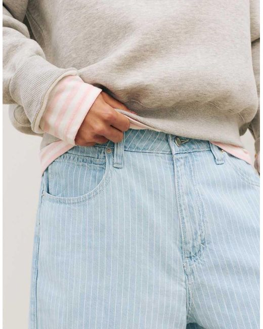 Pull&Bear Natural Relaxed-Fit Striped Denim Bermuda Shorts for men