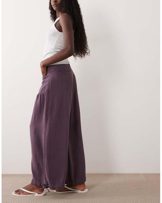 ASOS Purple Balloon Pants With Front Pockets And Adjustable Tie Hem