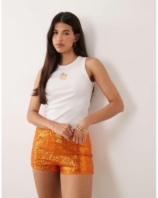 ASOS Orange Sequin Mini Short