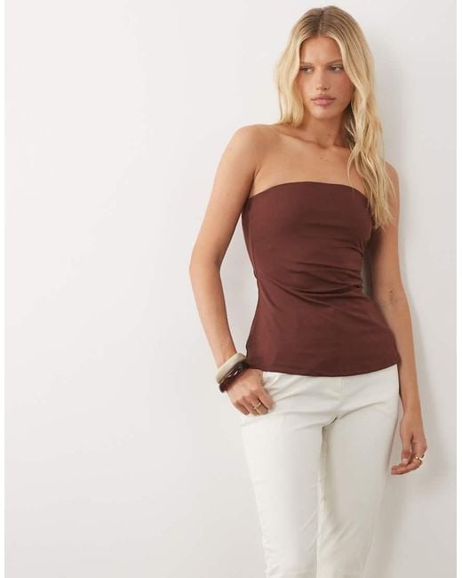 River Island Brown Polyamide Bandeau Top
