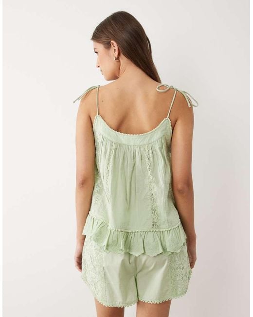 Miss Selfridge Green Embroidered Cami Top