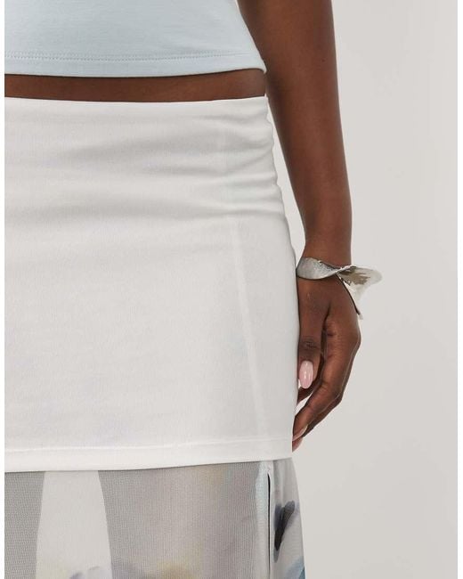 ASOS White Printed Mesh Co-ord Maxi Skirt With Slit
