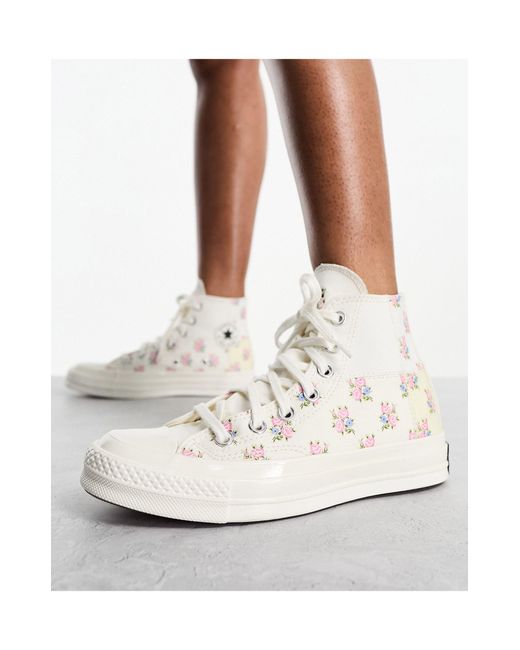 Chuck 70 hi - sneakers alte sporco con fiori ricamati di Converse in Bianco  | Lyst